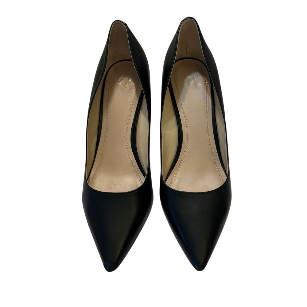 Marc Fisher Zala Block Heel Pointy Toe Pump Black Leather Dress Heels Size 9